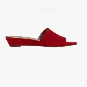 Sam Edelman Liliana Red Suede Slip On Wedge Sandals Preppy Neutral